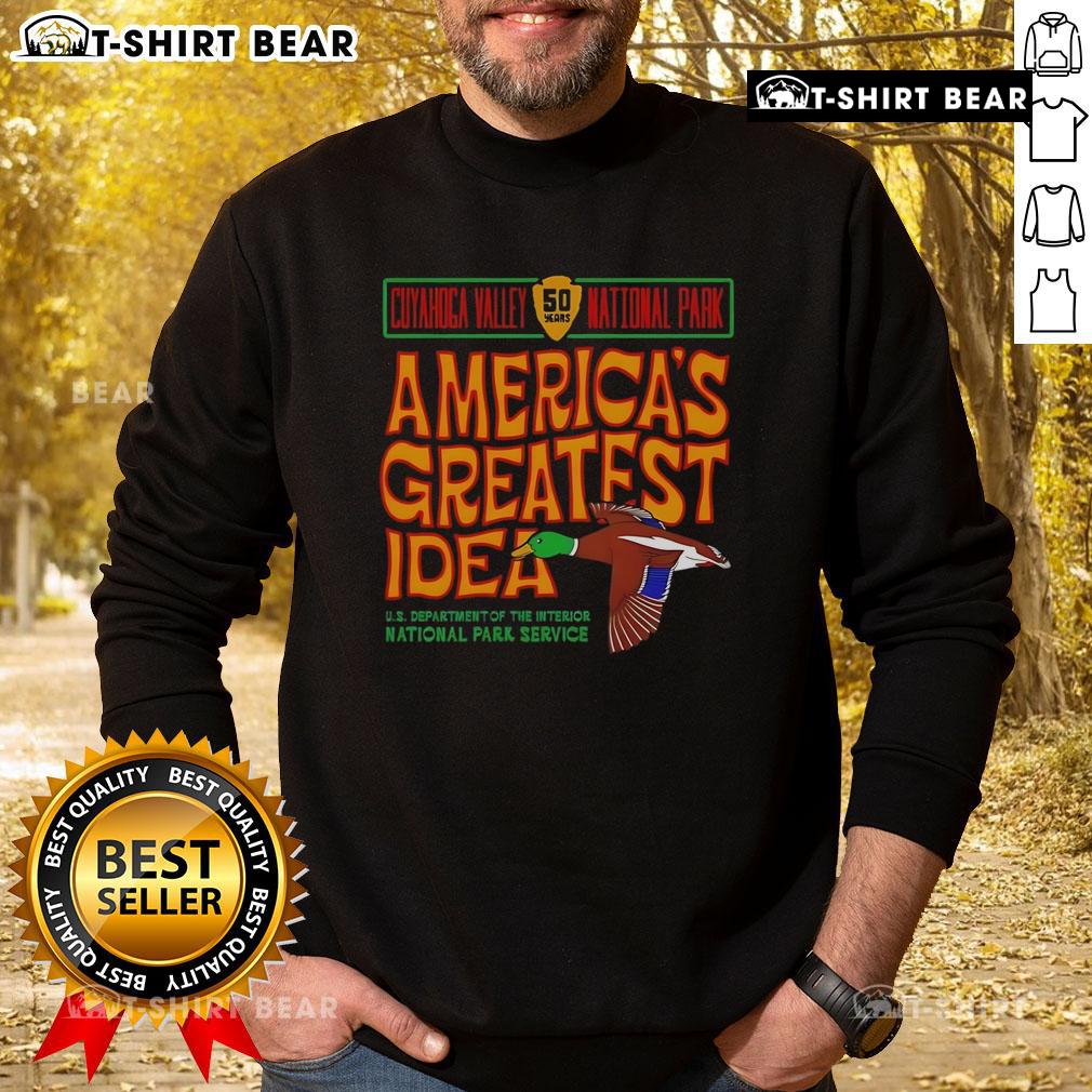 Cozy Mallard sweatshirt featuring Cuyahoga Valley National Park design, perfect for nature lovers and outdoor enthusiasts.
