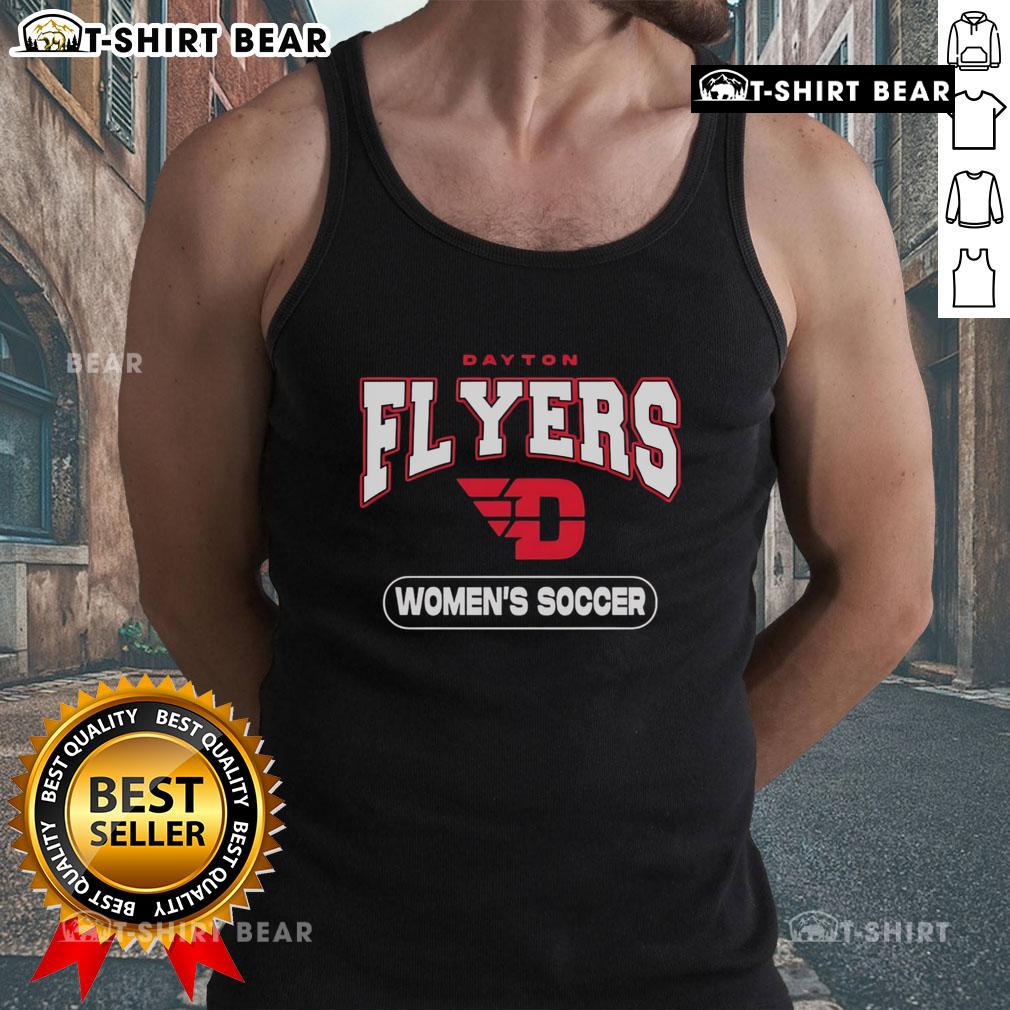 Top Dayton Flyers women's soccer logo tank top featuring vibrant colors and athletic design for fans.