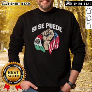 Top Deorro X Amigos Si Se Puede sweatshirt featuring Mexico and American flags, perfect for celebrating cultural pride.