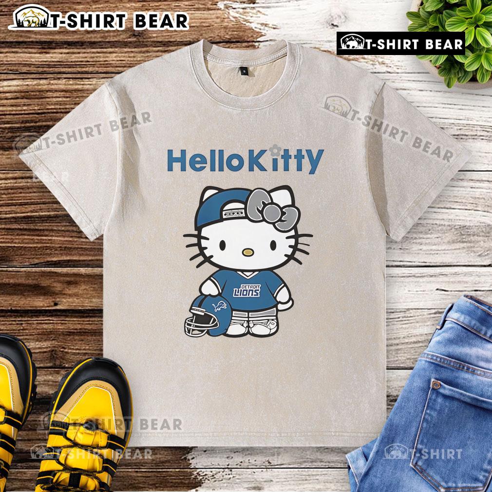 Top Detroit Lions Cat Hello Kitty 2025 washed t-shirt featuring a stylish design for fans and collectors.