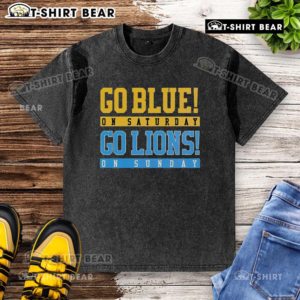 Top Detroit Lions football washed t-shirt in blue, perfect for game day on Saturday and Sunday. Go Lions!