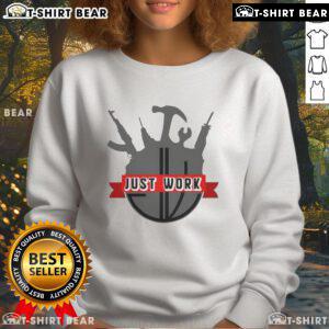 Top Do It With Dan Just Work logo sweatshirt featuring a bold design, perfect for casual wear and motivation.
