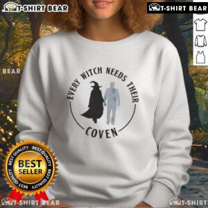 Cozy 'Top Every Witch Needs Their Coven' sweatshirt in black, perfect for fall and Halloween vibes, ideal for witches.