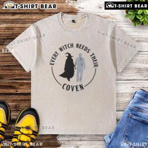 Top Every Witch Needs Their Coven Washed T-Shirt featuring a stylish witchy design perfect for Halloween enthusiasts.