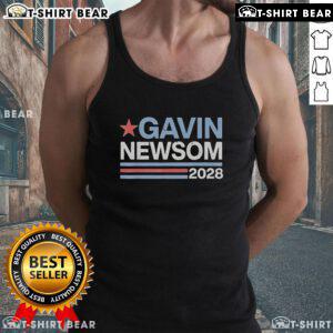 Top Gavin Newsom 2028 President tank top featuring a bold graphic design, perfect for supporters of Newsom's campaign.
