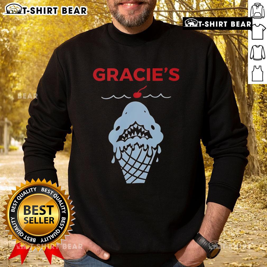 Alt Text: Cozy Top Gracies Ice Cream shark sweatshirt featuring vibrant colors and a fun design perfect for chilly days.