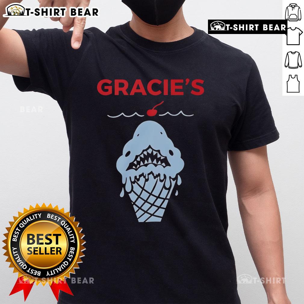 Top Gracie's Ice Cream Shark T-Shirt featuring a fun shark graphic, perfect for ice cream lovers and summer adventures.
