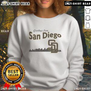 San Diego Padres skyline sweatshirt showcasing vibrant city skyline and team spirit, perfect for fans and casual wear.