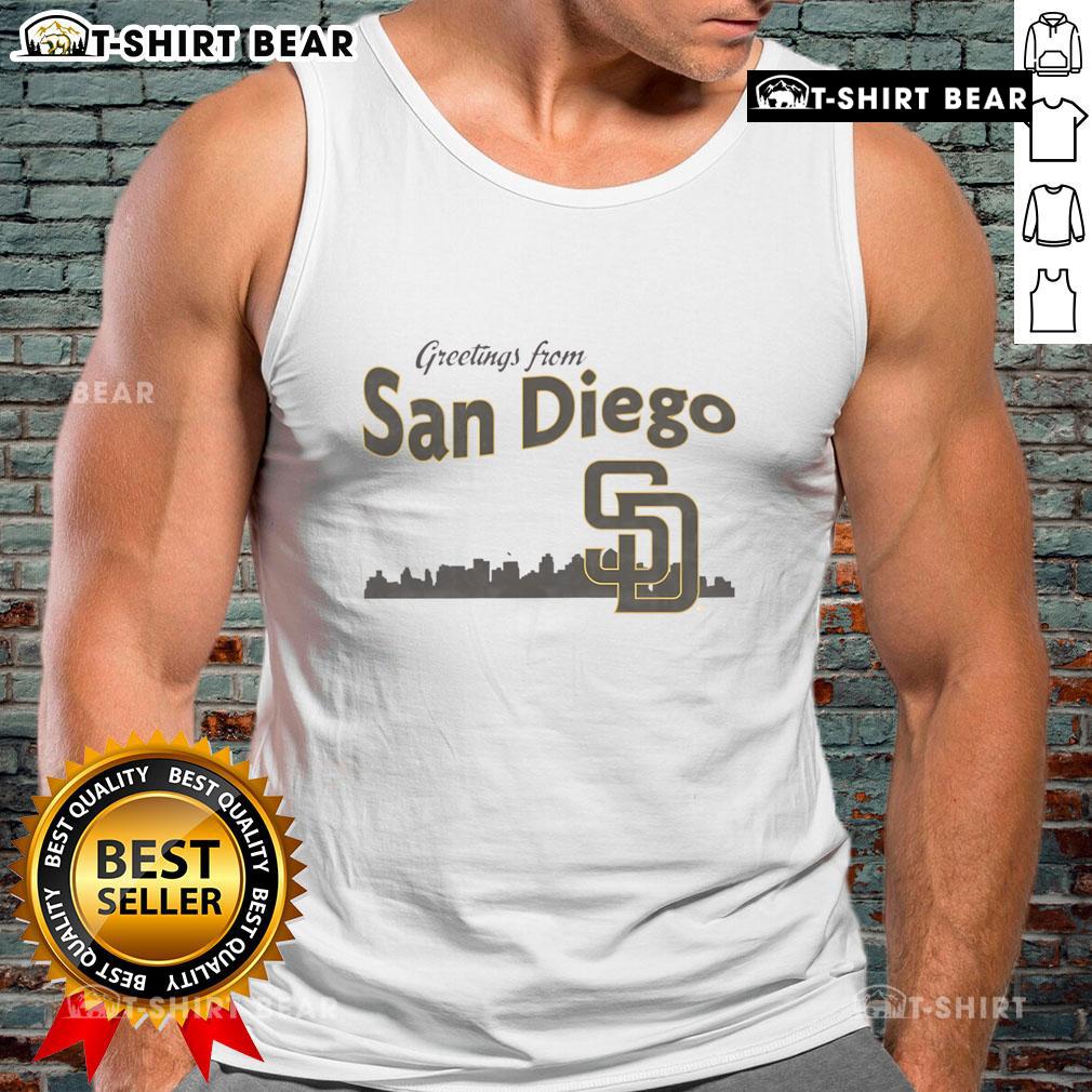 Stylish tank top featuring San Diego Padres skyline design, perfect for baseball fans and summer outings.