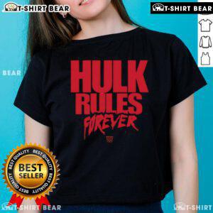 Top Hulk Hogan Hulk Rules Forever ladies tee featuring bold graphics and a comfortable fit for wrestling fans.