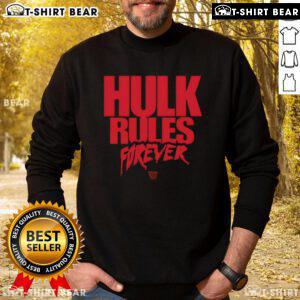 Alt Text: Top Hulk Hogan Hulk Rules Forever Sweatshirt in vibrant colors, perfect for wrestling fans and collectors.