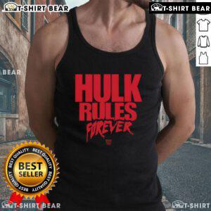Alt Text: Top Hulk Hogan Hulk Rules Forever tank top featuring iconic wrestling imagery and bold lettering for fans.