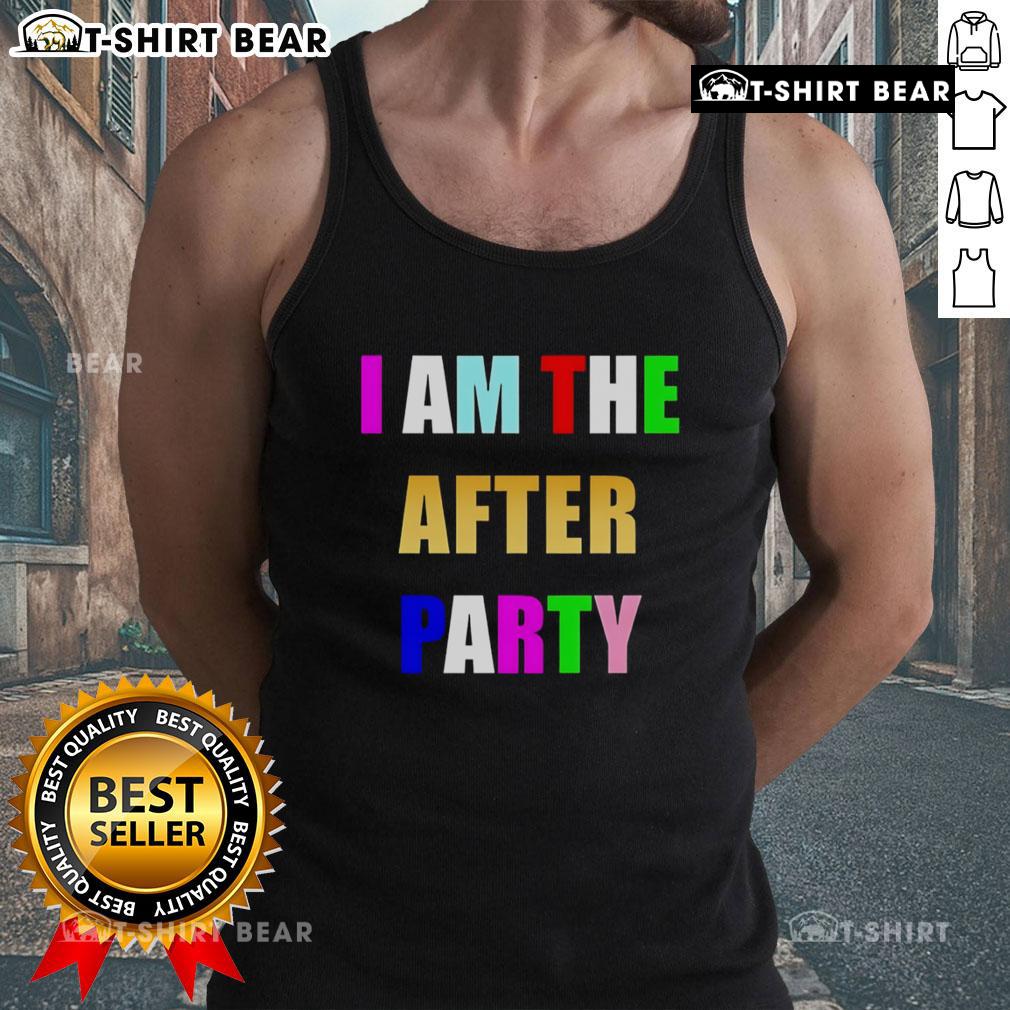 Alt Text: Colorful 'I Am The After Party' tank top featuring vibrant design, perfect for summer parties and casual outings.