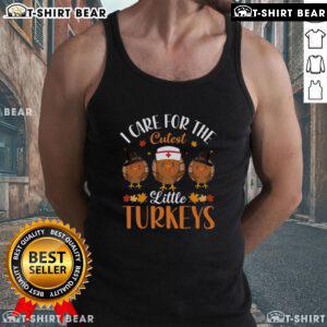 Adorable Thanksgiving tank top featuring cute little turkeys, perfect for holiday gatherings and festive celebrations.