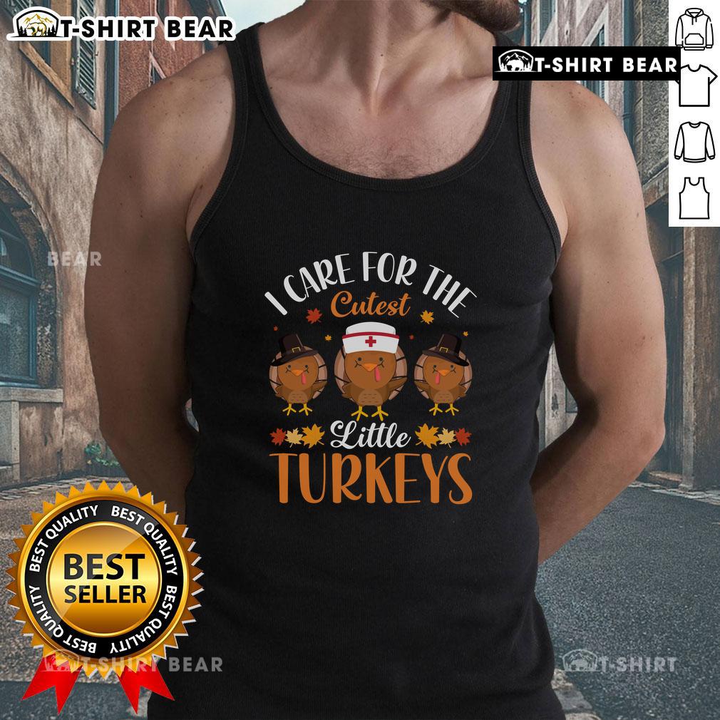 Adorable Thanksgiving tank top featuring cute little turkeys, perfect for holiday gatherings and festive celebrations.