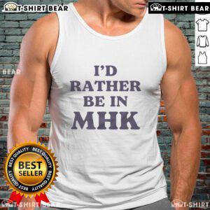 Stylish 'Top I'd Rather Be in MHK' tank top displayed on a model, perfect for casual summer outings in Manhattan, Kansas.