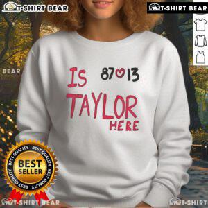 Taylor Swift and Travis Kelce Chiefs 87 love 13 sweatshirt, showcasing a stylish design for fans of the couple and football.