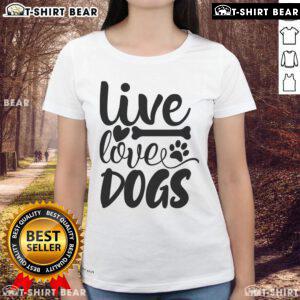 Top Live Love Dogs Ladies Tee featuring a stylish design for dog lovers, perfect for casual outings and pet enthusiasts.