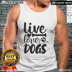 Stylish 'Live Love Dogs' tank top featuring a vibrant design, perfect for dog lovers and casual summer wear.