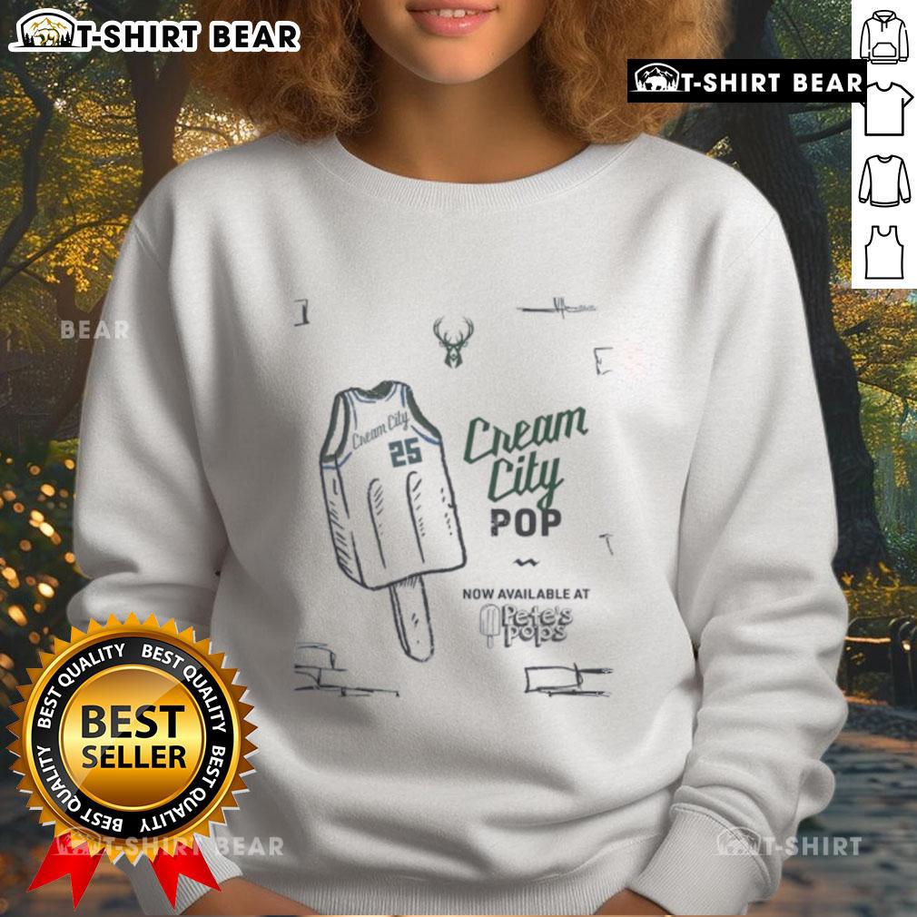 Cozy Top Milwaukee Bucks Cream City Pops sweatshirt featuring team logo and vibrant colors, perfect for fans.
