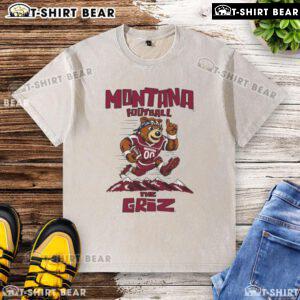 Alt Text: Top Montana Football The Griz mascot washed t-shirt featuring the iconic bear logo and vibrant colors.