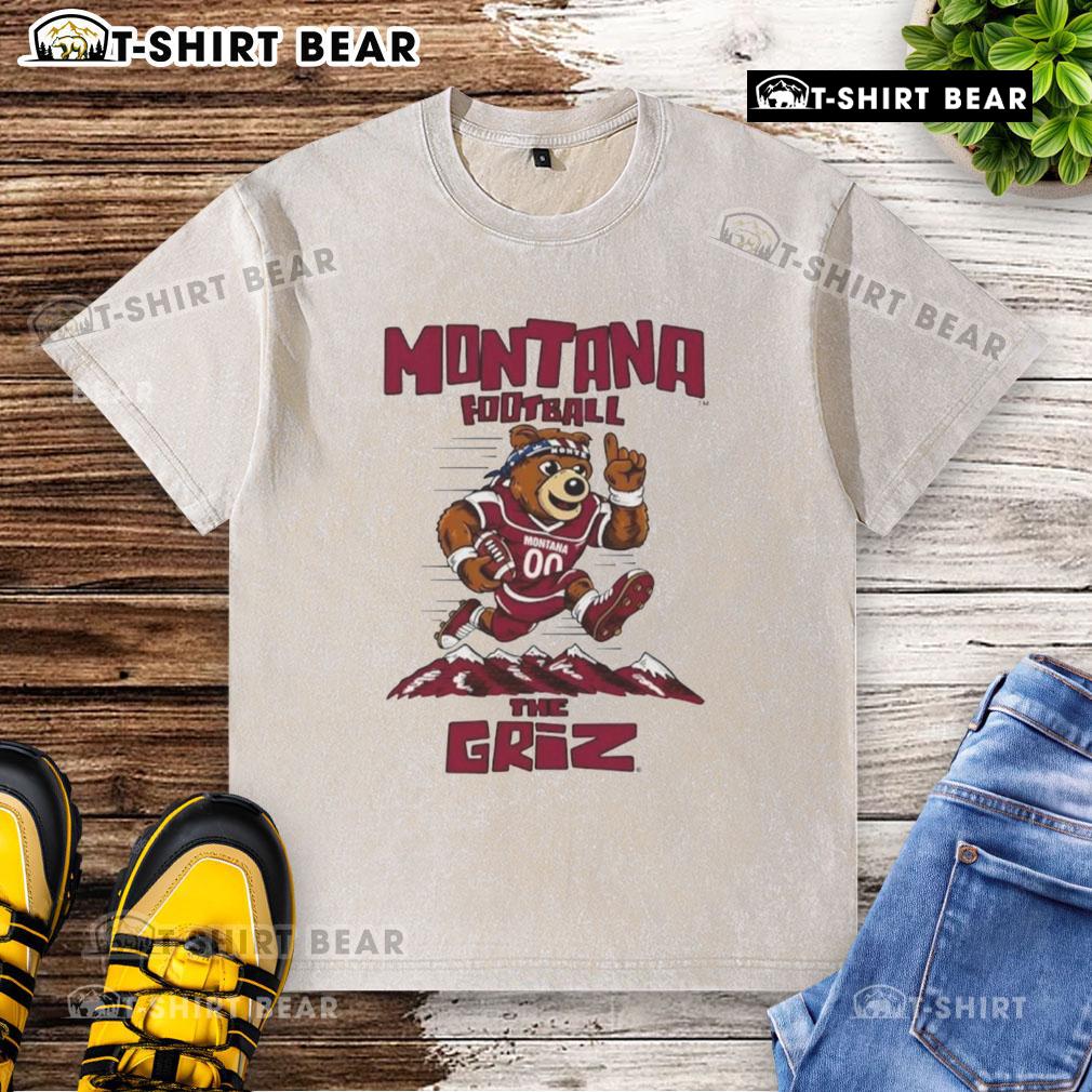 Alt Text: Top Montana Football The Griz mascot washed t-shirt featuring the iconic bear logo and vibrant colors.