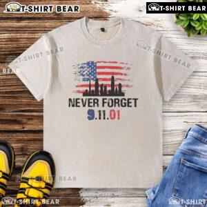 Top Never Forget 9.11.01 America Flag Washed T-Shirt featuring a patriotic design honoring September 11th.