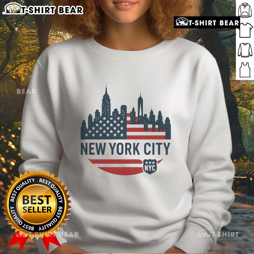 Cozy sweatshirt featuring the Top New York City travel souvenir flag series design, perfect for NYC enthusiasts.