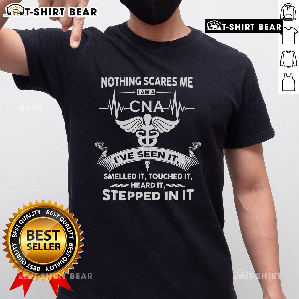 Top Nothing Scares Me I Am A CNA T-Shirt showcasing a bold graphic design for proud Certified Nursing Assistants.