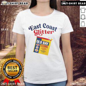 Top Old Bay East Coast Glitter Seasoning for Seafood Ladies Tee with vibrant design, perfect for seafood lovers.