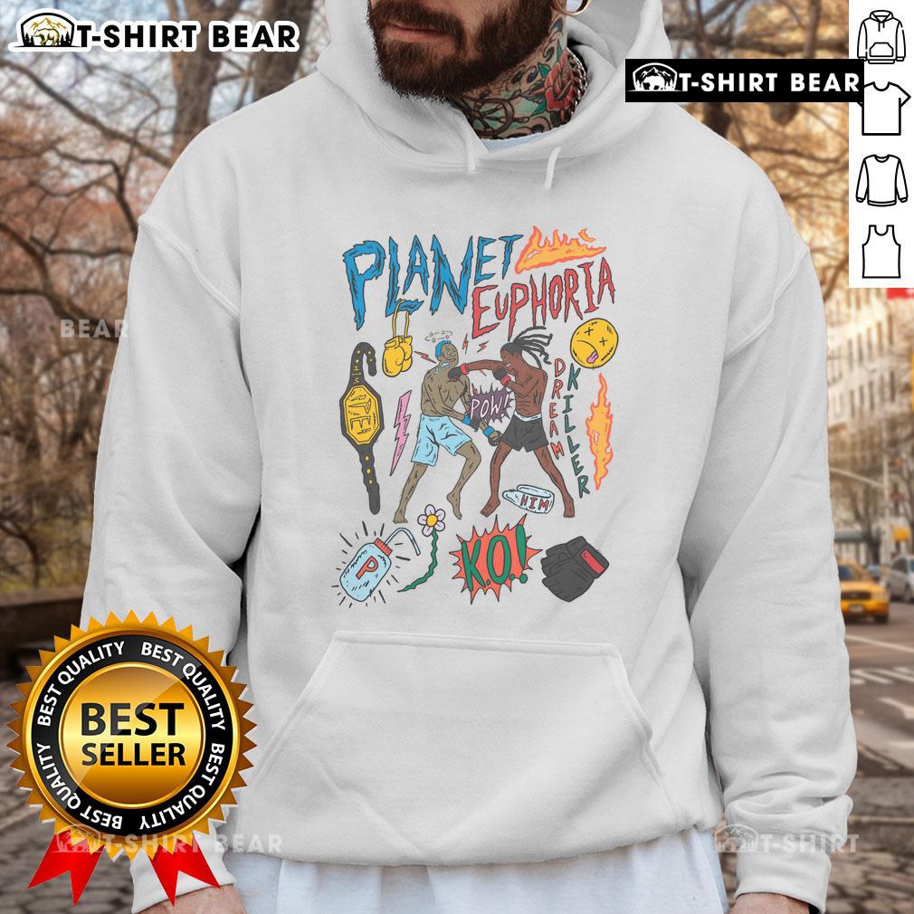 Top Planet Euphoria Dream Killer boxing match graphic hoodie featuring vibrant design and bold colors for fans.