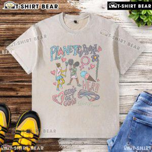 Alt Text: Top Planet Euphoria Girls Get Goals Lacrosse Feminist Washed T-Shirt in vibrant colors, perfect for lacrosse enthusiasts.