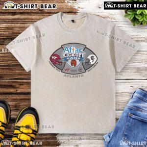 2025 Aflac Kickoff Game shirt featuring South Carolina Gamecocks vs Virginia Tech Hokies design in a washed style.