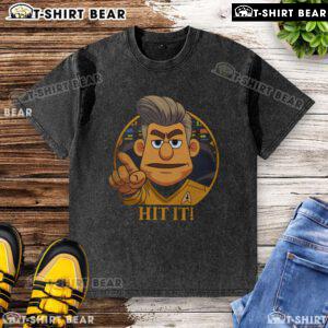 Top Star Trek cartoon Captain Hit It sci-fi parody washed t-shirt featuring vibrant graphics and a playful design.