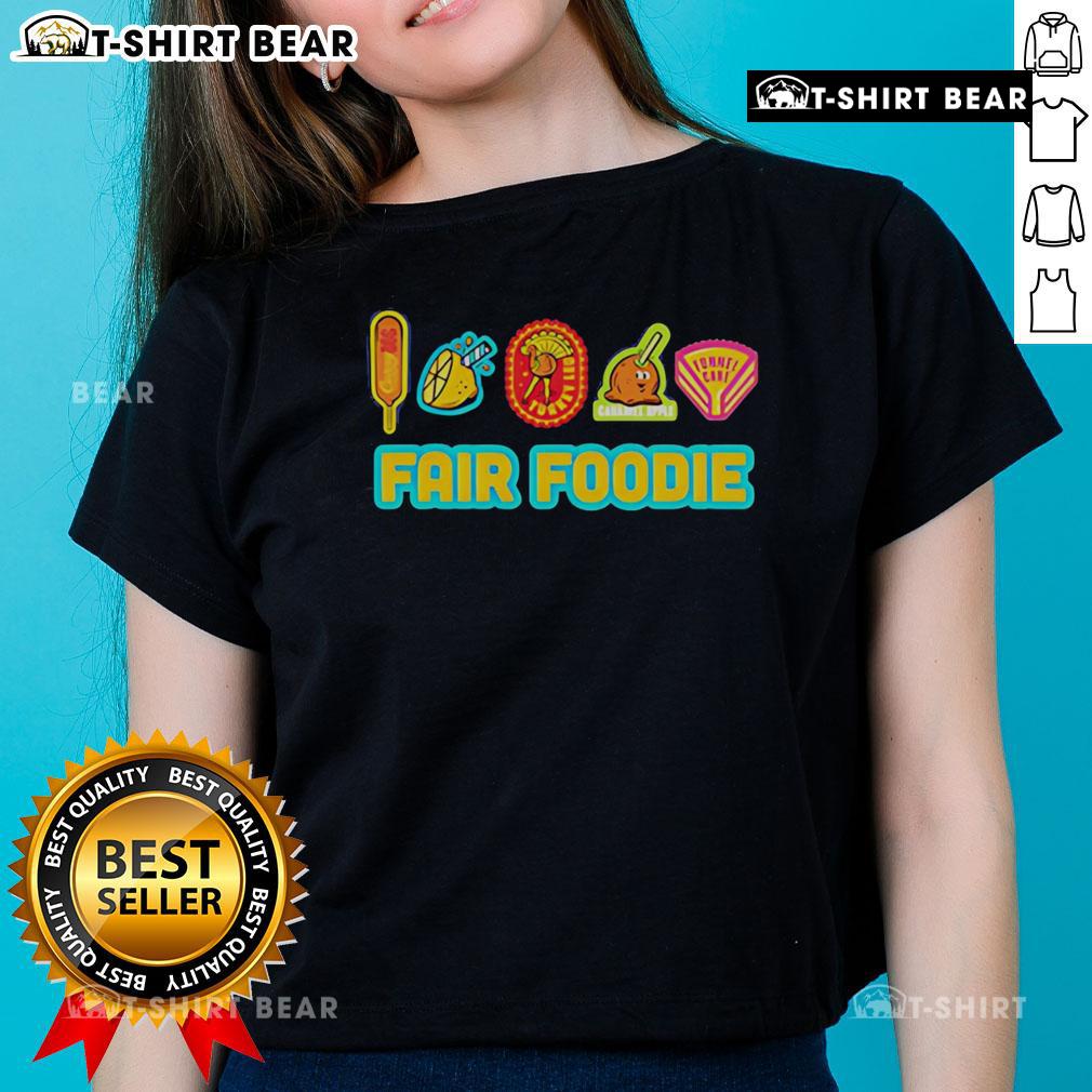 Stylish ladies' tee featuring 'Top State Fair of Texas Fair Foodie' design, perfect for fair enthusiasts and food lovers.