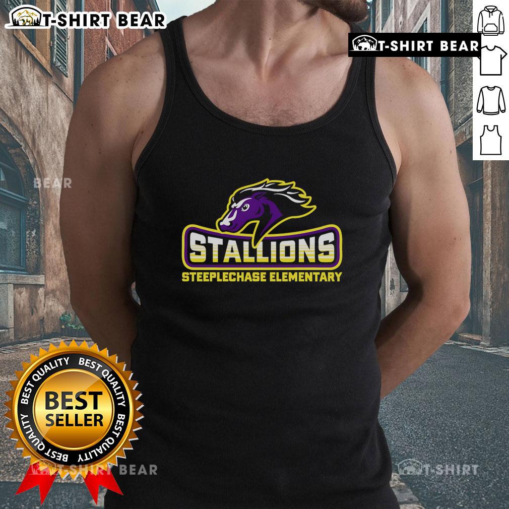 Alt Text: Top Steeplechase Elementary Stallions small tank top featuring school colors and logo for students and fans.