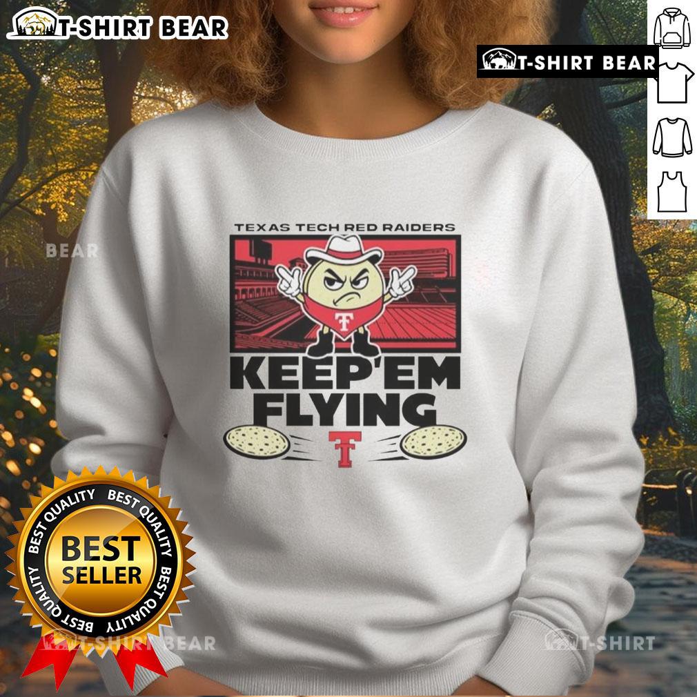 Top Texas Tech Red Raiders Football El Tortillo Keepem Flying Sweatshirt featuring vibrant team colors and logo design.