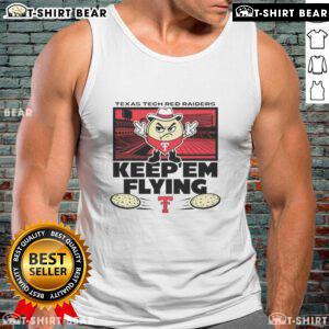 Top Texas Tech Red Raiders football El Tortillo Keepem Flying tank top featuring team colors and logo for fans.