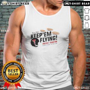 Top Texas Tech Red Raiders Football 'Keepem Flying' Flour Bomb Tortilla Tank Top featuring vibrant team colors and logo.