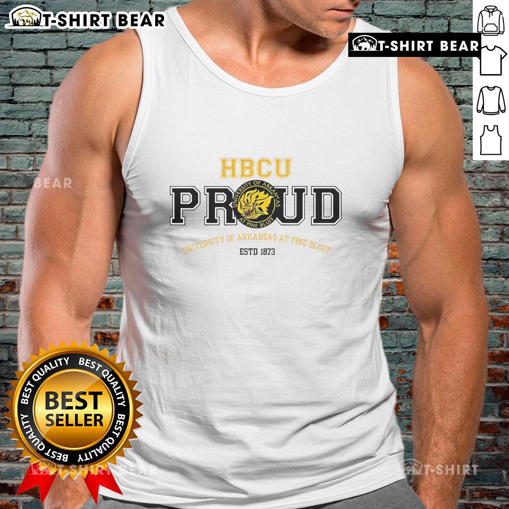 Top of University of Arkansas at Pine Bluff tank top, Est. 1873, celebrating HBCU pride in stylish design.