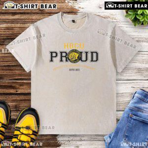 Top the University of Arkansas at Pine Bluff Est 1873 HBCU Proud washed t-shirt displayed on a neutral background.