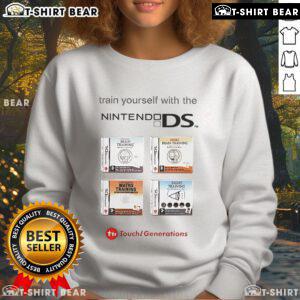Cozy Nintendo DS sweatshirt featuring 'Train Yourself' design, perfect for gamers and retro console enthusiasts.