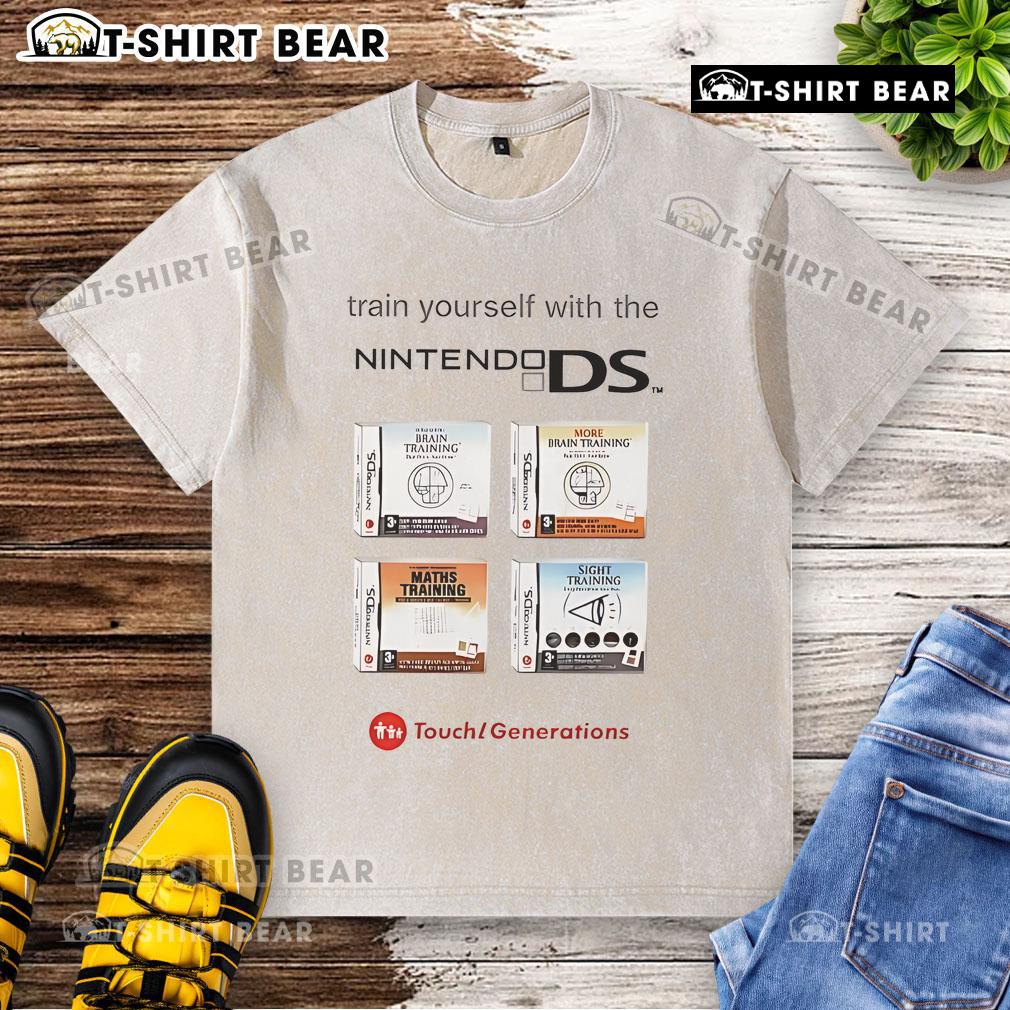 Top Train Yourself With The Nintendo DS washed t-shirt featuring a vintage design and soft fabric for gamers.