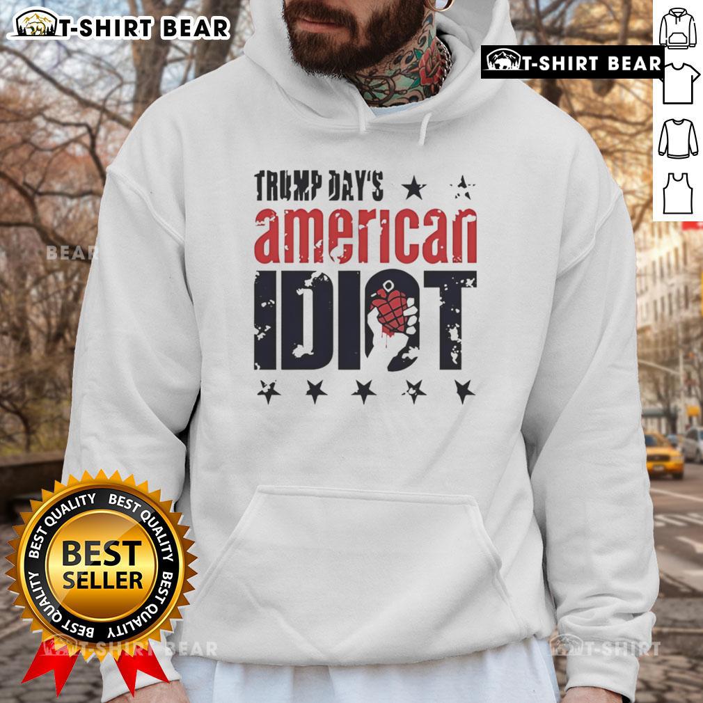 Top Trump Days American Idiot Hoodie featuring bold graphics and vibrant colors, perfect for fans of political satire.