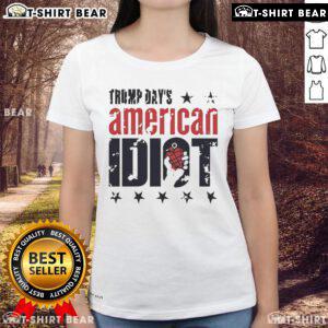 Top Trump Days American Idiot Ladies Tee featuring bold graphic design and vibrant colors for stylish and edgy fashion.