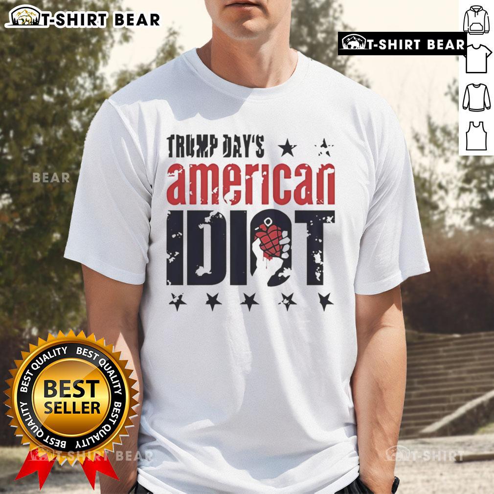 Top Trump Day's American Idiot T-Shirt featuring bold graphic design and vibrant colors for political statement apparel.
