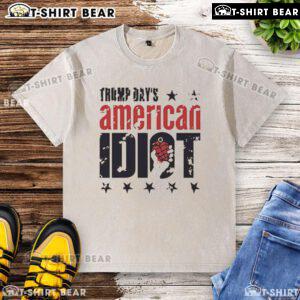 Top Trump Days American Idiot washed t-shirt featuring bold graphics and a distressed look, ideal for casual wear.