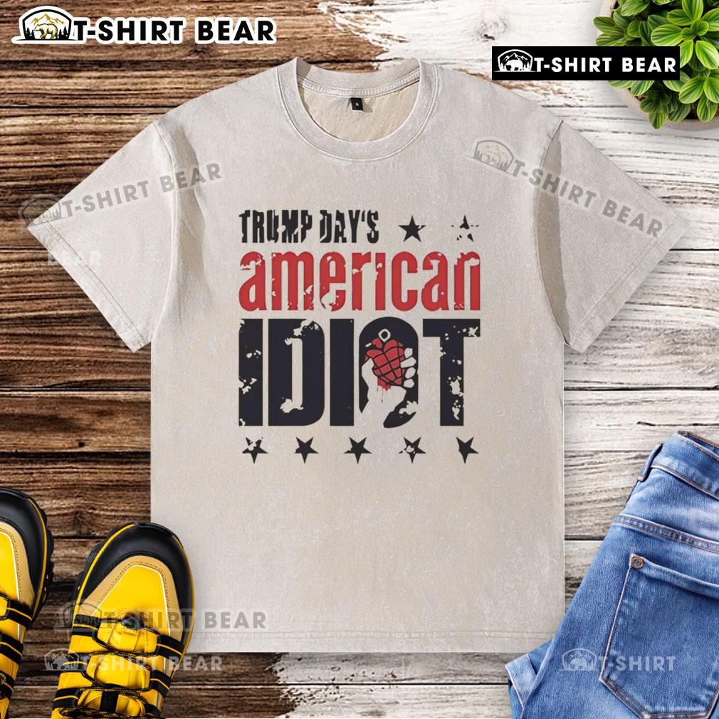 Top Trump Days American Idiot washed t-shirt featuring bold graphics and a distressed look, ideal for casual wear.