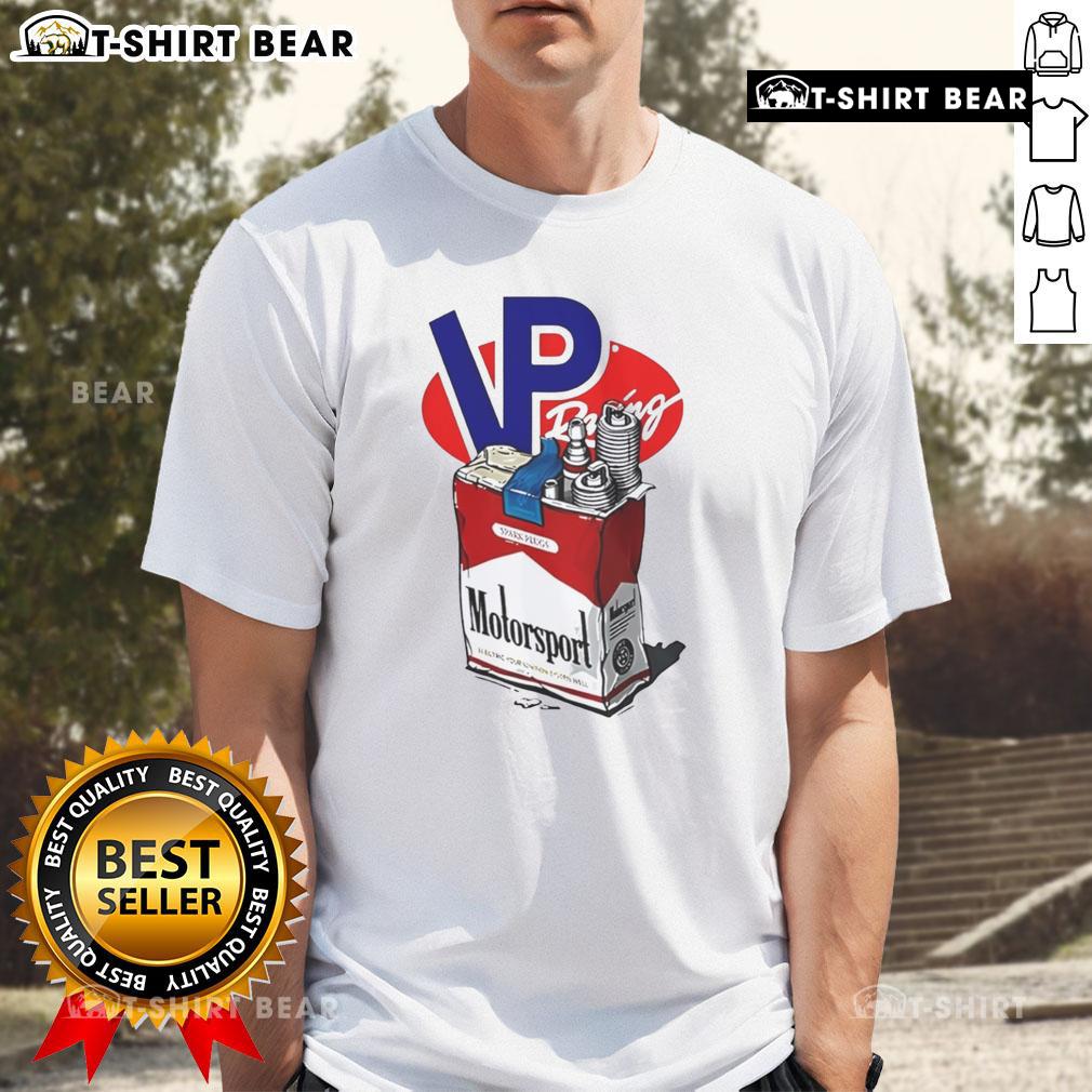 Alt Text: Top VP Racing Motorsport T-Shirt featuring bold logo and vibrant design, perfect for racing enthusiasts and fans.