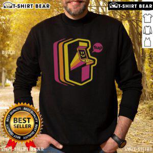 Top Vintage Arcade Stripes Sweatshirt featuring retro design and vibrant colors, perfect for arcade game enthusiasts.